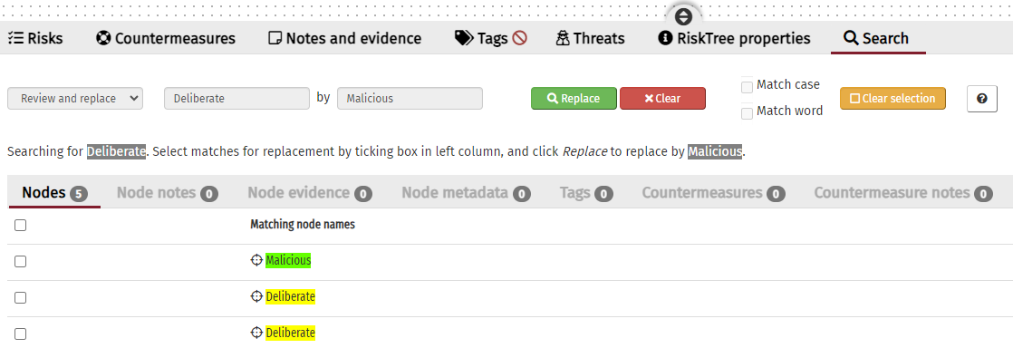 Successful replacements are highlighted in green